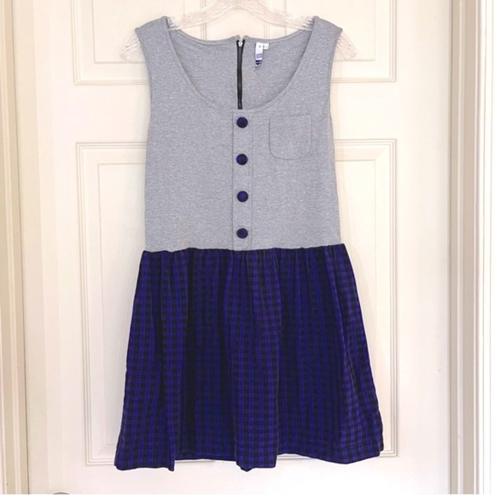 🌸3/$25 Hi! By Henry Holland Purple and Black Tartan Tank Mini Dress, Size M